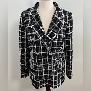 Rachel Zoe Double Breasted Tweed Plaid Blazer